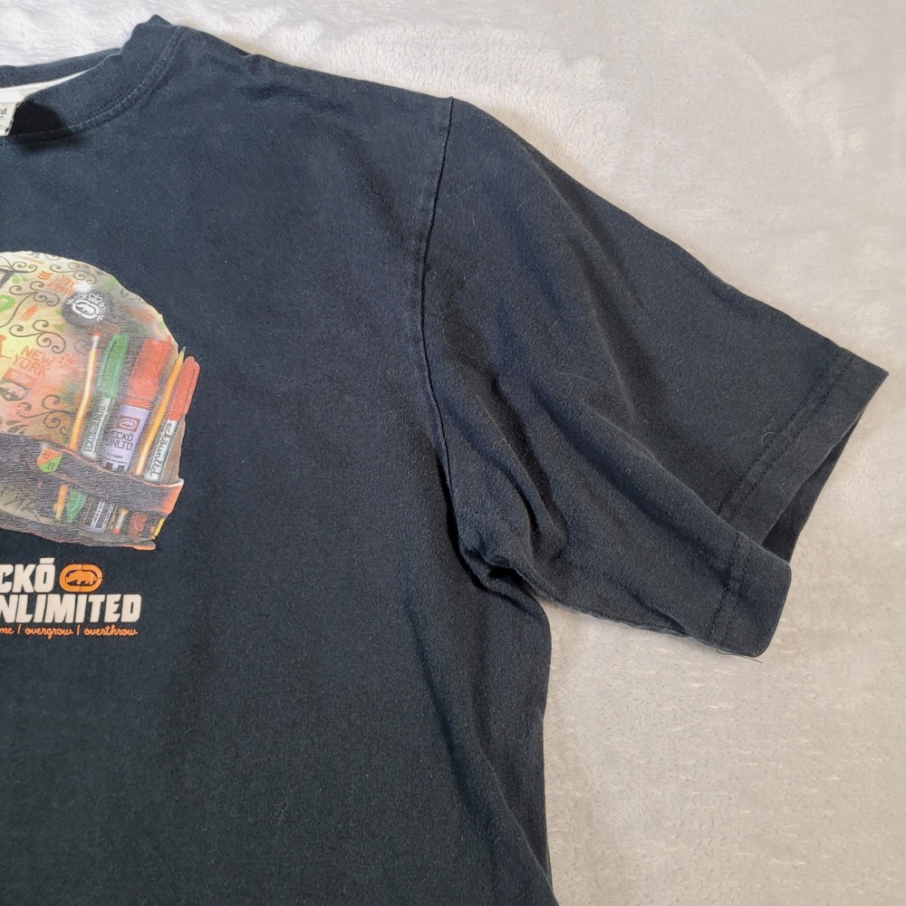 Ecko Unltd T-Shirt Mens Large Black Art of War Helmet Graphic Streetwear Tee Y2K - Picture 7 of 13
